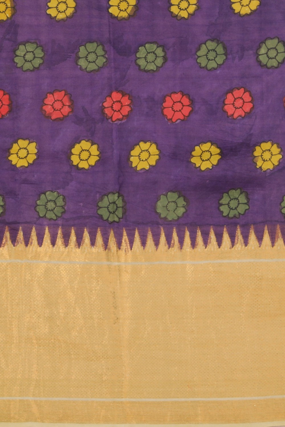 Image of Kalamkari Hand-Painted Mangalgiri Silk Saree